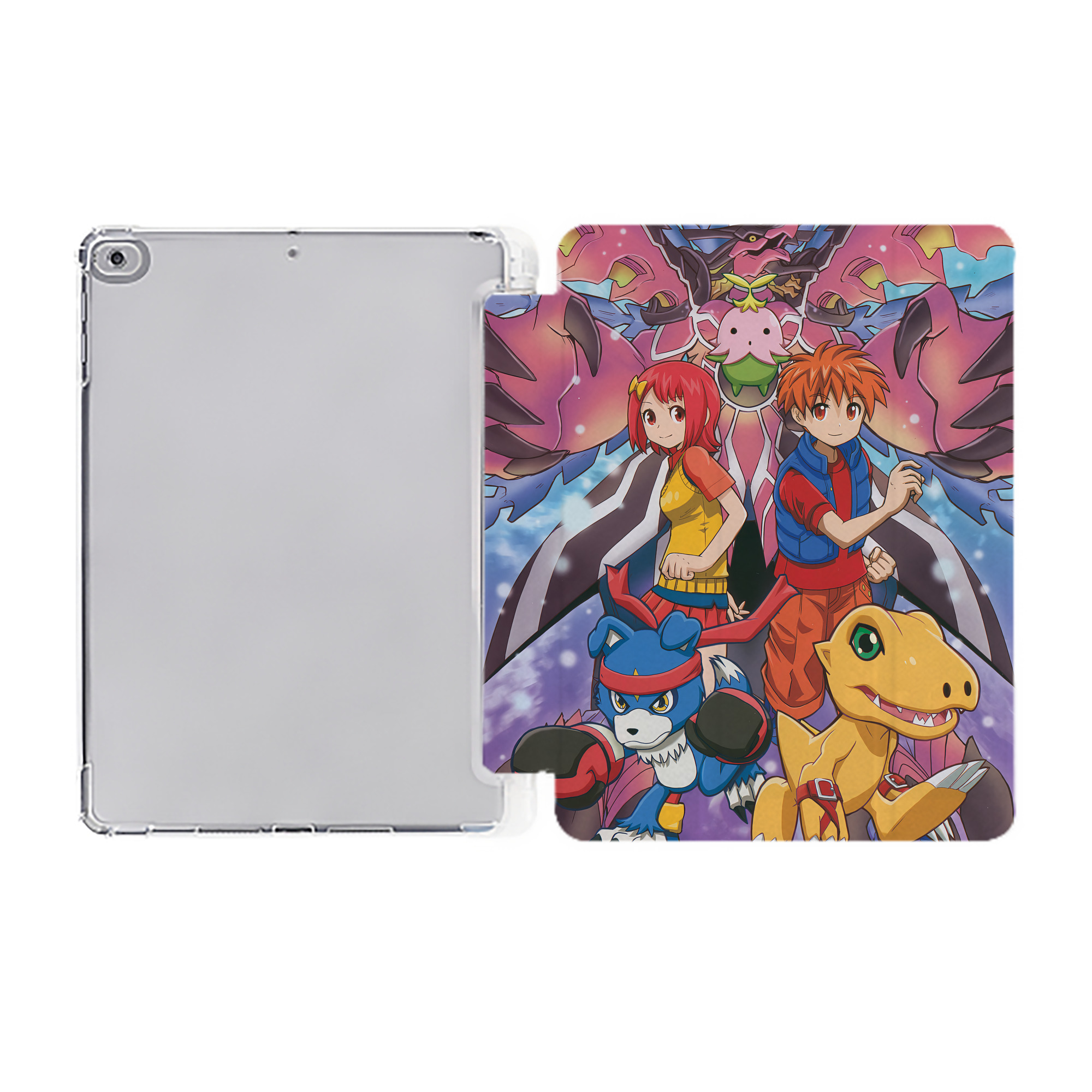 （画像用） Digimon デジタルモンスター/デジモン IPad ケース ペン収納付き 三つ折りスタンド PUレザー×シリコン 対応機種9.5/10.5/10.9インチ